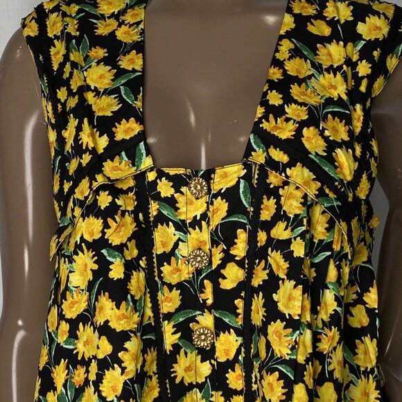 NEW MAEVE Women's Collared Poplin Swing Mini Dress Black/Yellow Size XS - Picture 10 of 11